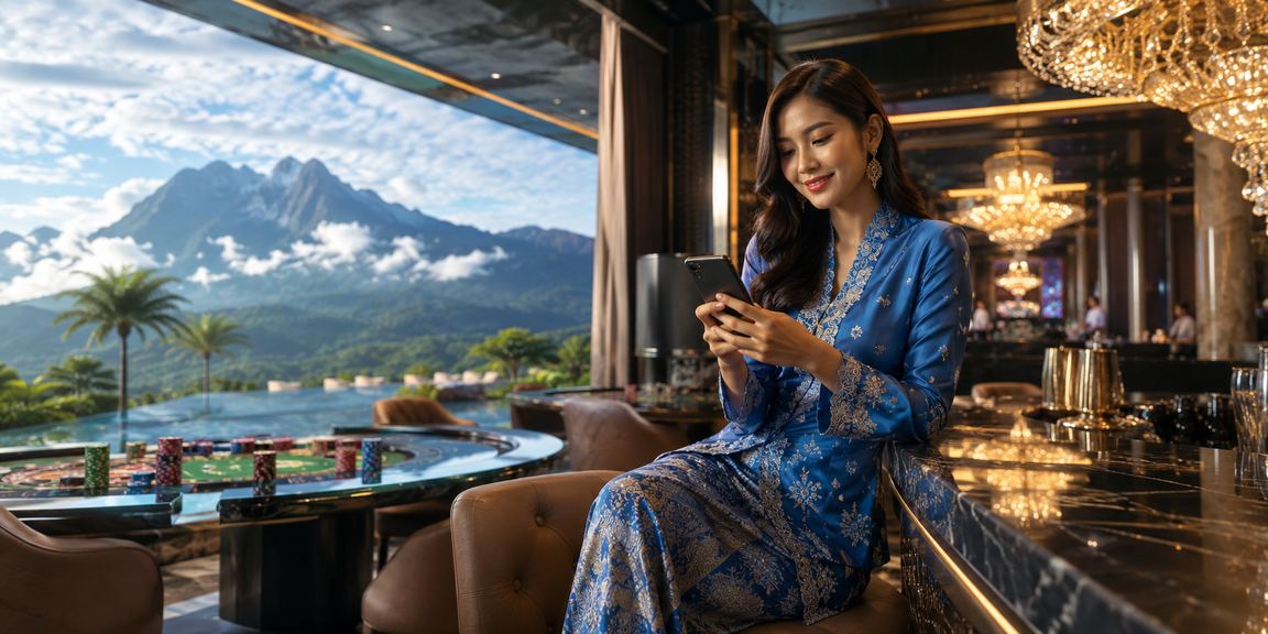 Pengguna Sabah mengakses kasino dalam talian betlah melalui telefon mudah alih berbaju kurung